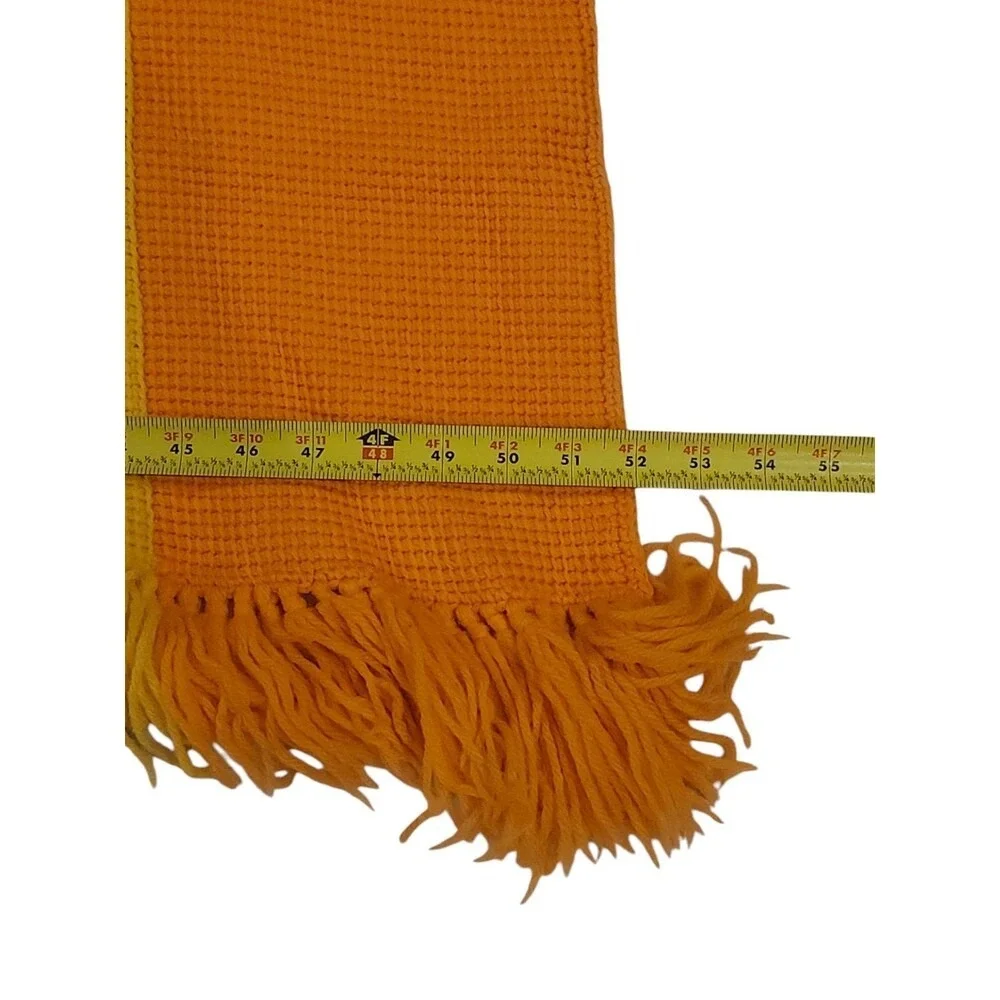 Vintage Handmade Sunflower Knit Throw Blanket‎ Orange Yellow Fringe 76x48 Retro